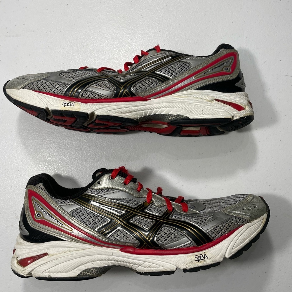 ASICS Men's Silver Athletic Shoes with Red Laces Size 10 SB-45 - Picture 8 of 9
